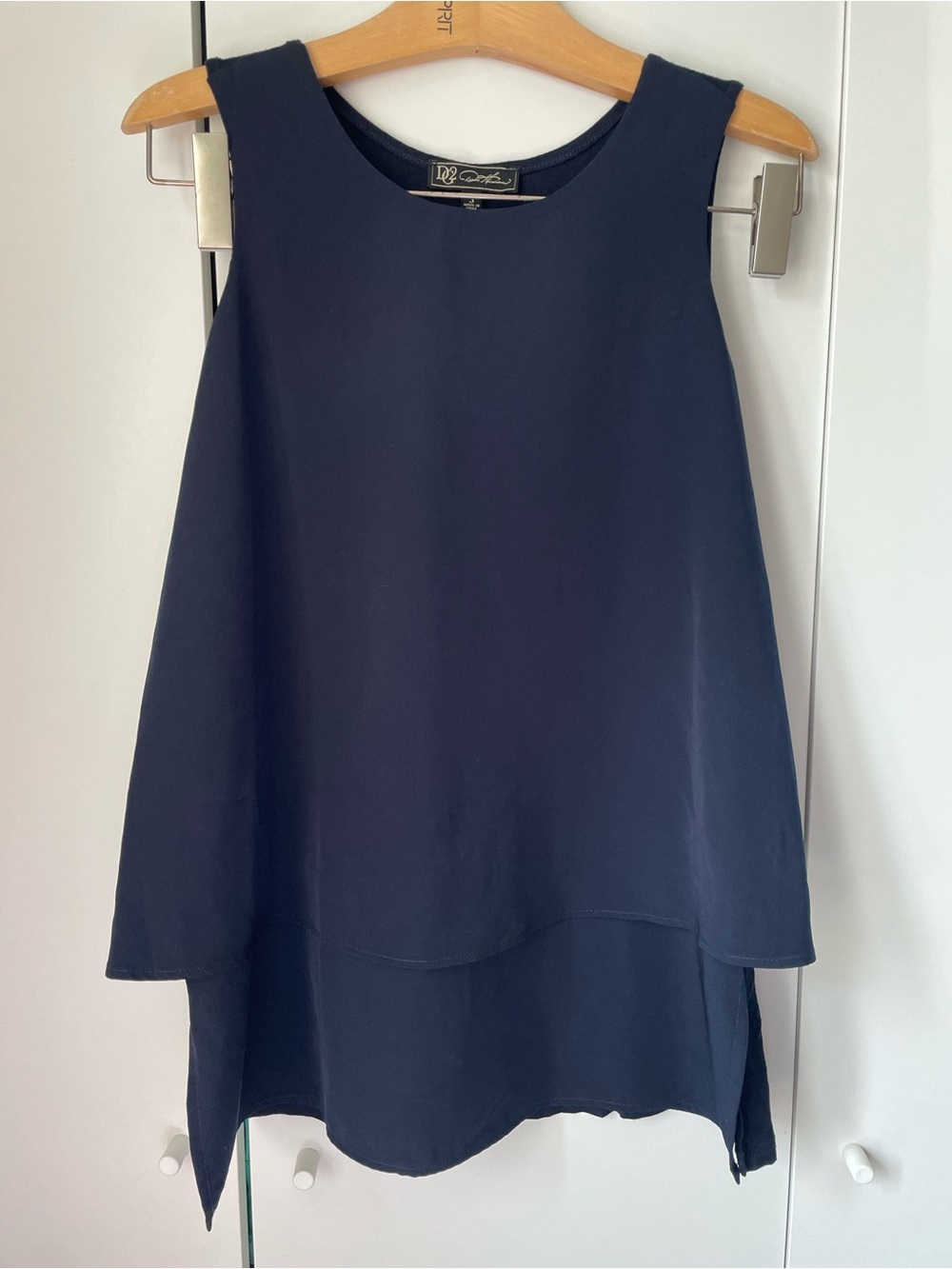 DG2 by Diane Gilman Navy Sleeveless Layered Tunic